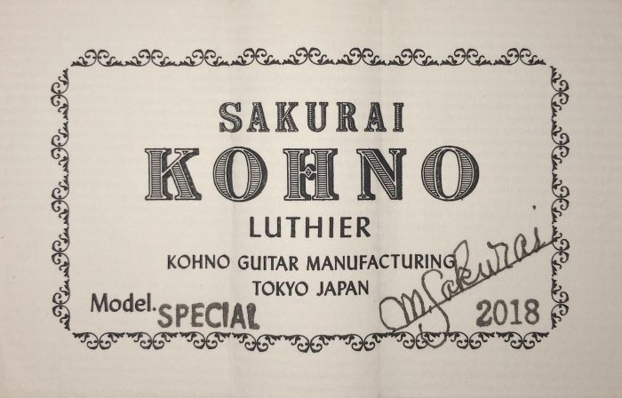 a kohno special spruce 05062020 label